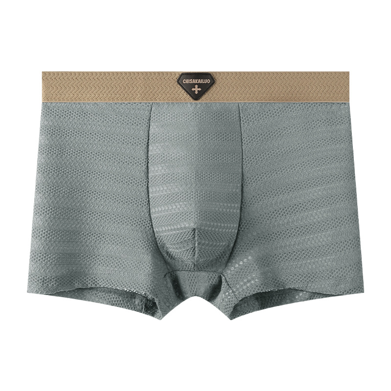 Ropa interior de seda de hielo para hombres, transpirable de gran tamaño, tendencia, jóvenes japoneses, antibacterianos, entrepierna, calzoncillos, bóxer para estudiantes, hombres