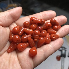 天然の南紅瑪瑙の炎の赤い一体の乳首の三通の仏陀の頭の仏の珠の文は菩提の珠の串の三通を遊んで卸売りします。