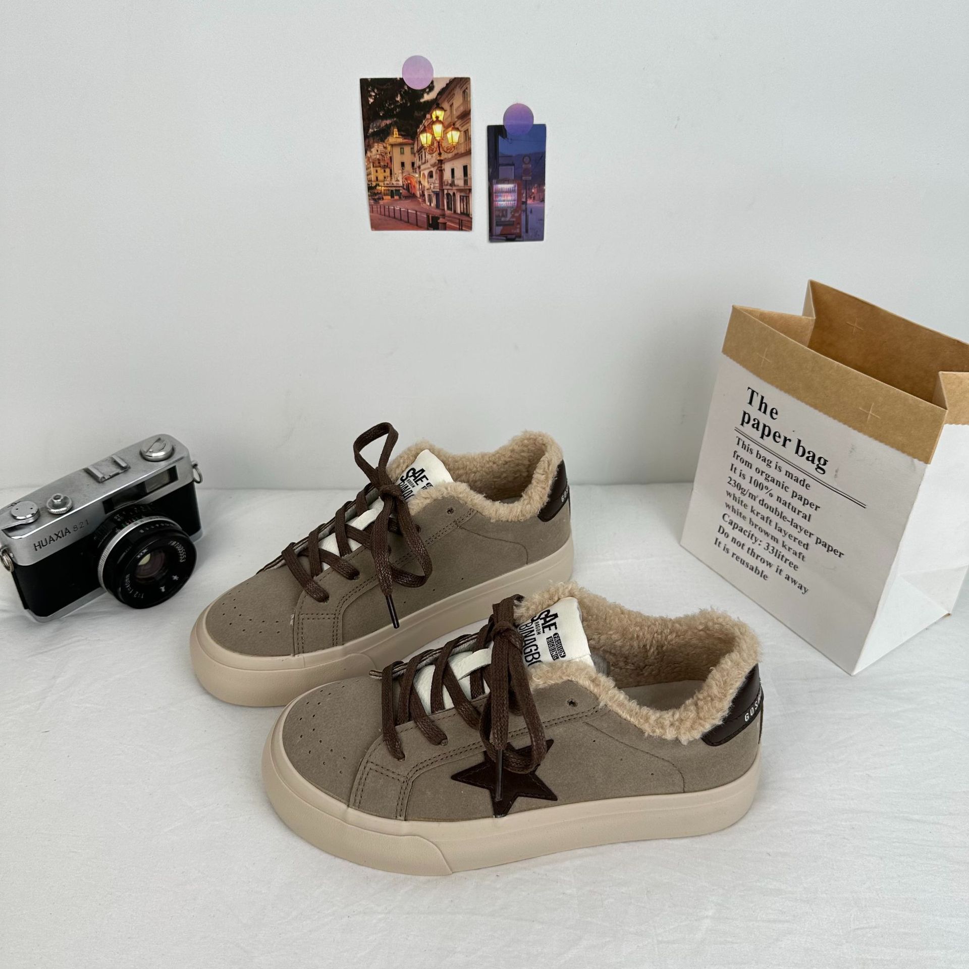 CKN viento de puerto de vello estrellas zapatos sucios de moda coreana de suela gruesa aumentada zapatos de skate casuales de moda 6603