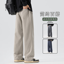 美式高街阔腿休闲裤男士直筒宽松长裤2025新款秋冬水洗垂感裤子男