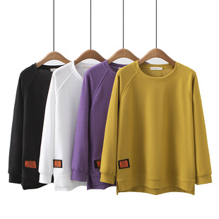 Fat Girl autumn all-matching plus size top chubby girl casual slimming labeling pit round neck sweater 8444