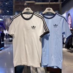 三叶草刺绣LOGO短袖T恤女圆领半袖上衣男夏季纯棉衣服套头衫体恤