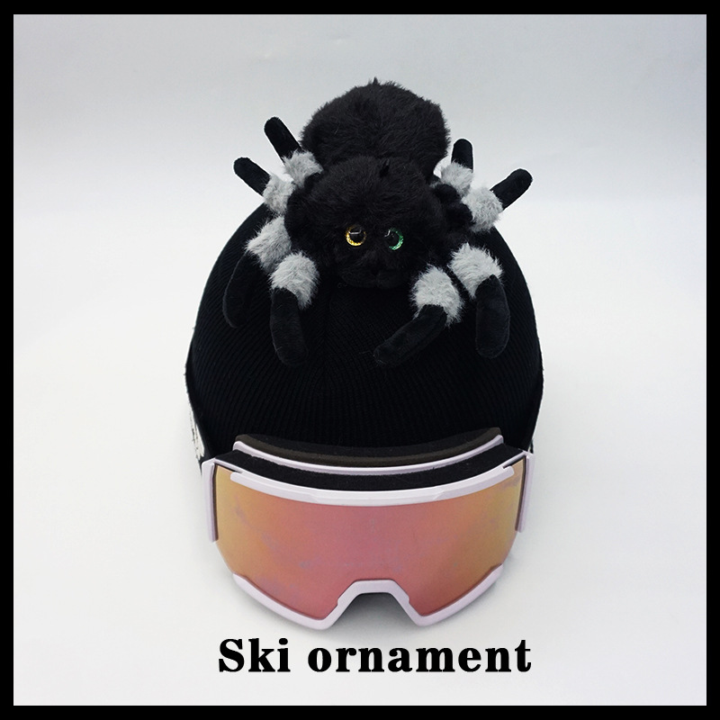 Funny Black and Gray Big Spider Cartoon Doll Snowboard and Ski Helmet Decorative Cap Cover Paragliding Helmet Cover Accessories