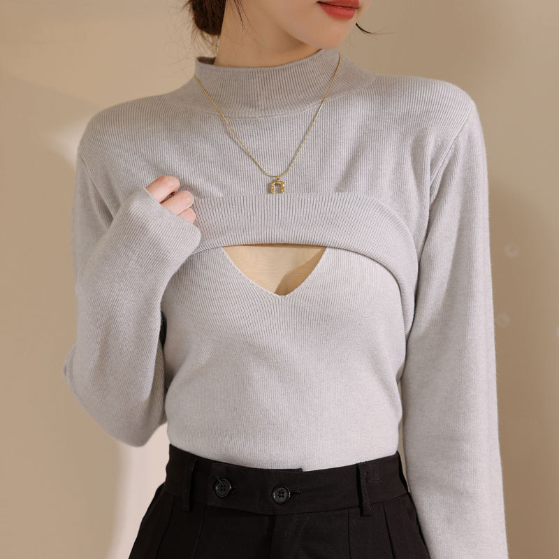 哺乳衣上衣秋冬外出辣妈款内搭针织衫打底喂奶毛衣秋衣月子服冬装