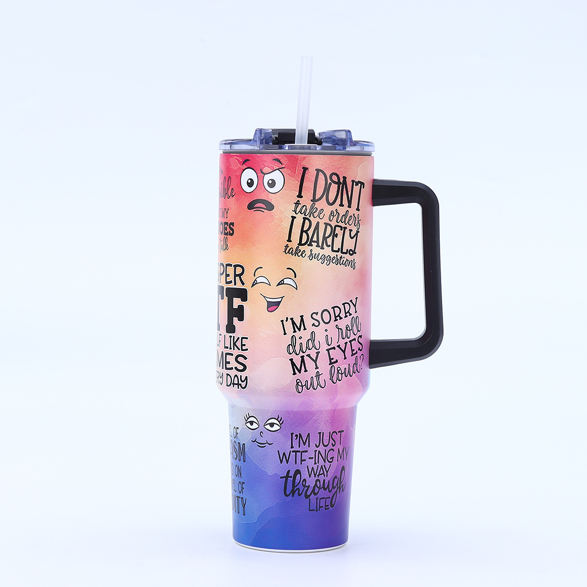 Creativo transfronterizo 304 Taza de aislamiento de acero inoxidable Taza de doble capa de hielo Mango portátil Taza de coche de 40oz Impresión 3D