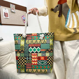 源创卡通悬挂式椅背杂物袋来图LOGO订收纳袋印花大容量托帆布女包