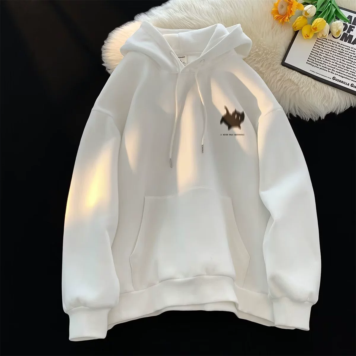Худи мужское oversize, с котёнком‑принтом, капюшон, повседневный пуловер