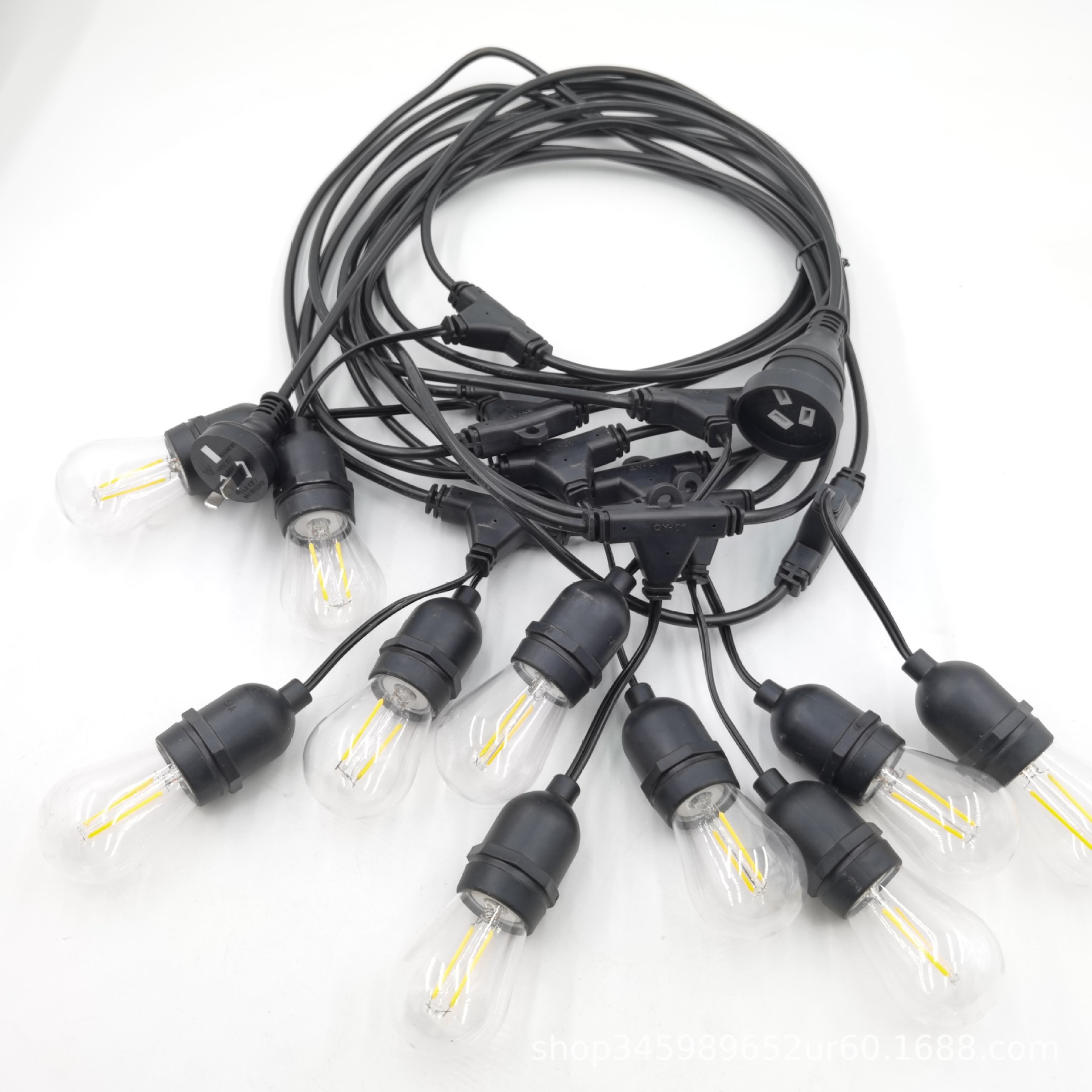 S14灯泡灯串美规欧规户外防水线串led节能灯串 太阳能灯头线