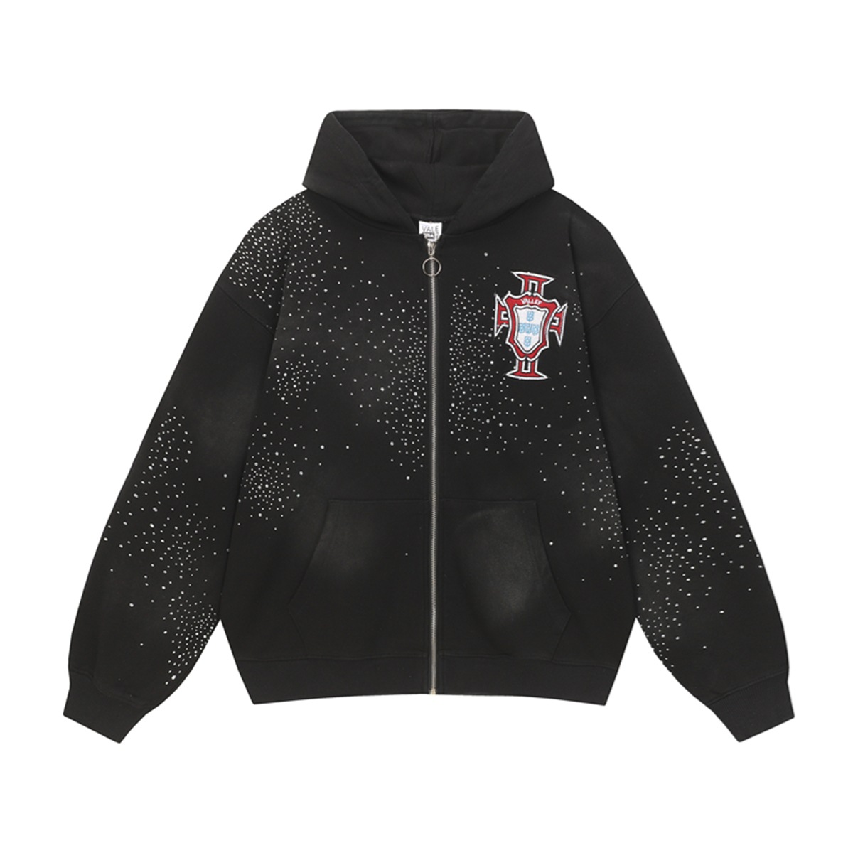 Vale Forever Valley Dreams Zip Sweater Portugal Rhinestone Black
