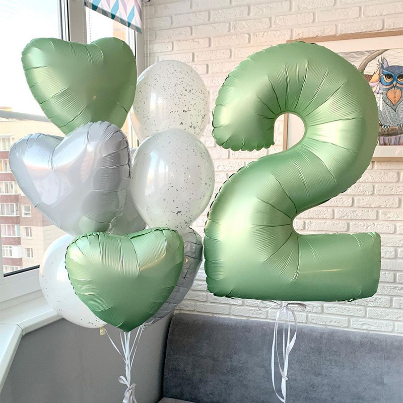 Olivgrüne 40-Zoll-Folienballons mit Zahlenmotiv für Kindergeburtstage (Spielzeug & Spiel)_voghion.com