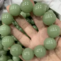 Аутентичный Синьцзянский нефритовый браслет Hetian Green Lake Water Green, мужской браслет из необработанного камня с семенами нефрита, круглый браслет из бисера 20 мм
