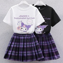 Girls college style T-shirt short skirt suit summer new style girl JK suit children's clothing fashionable pleated skirt