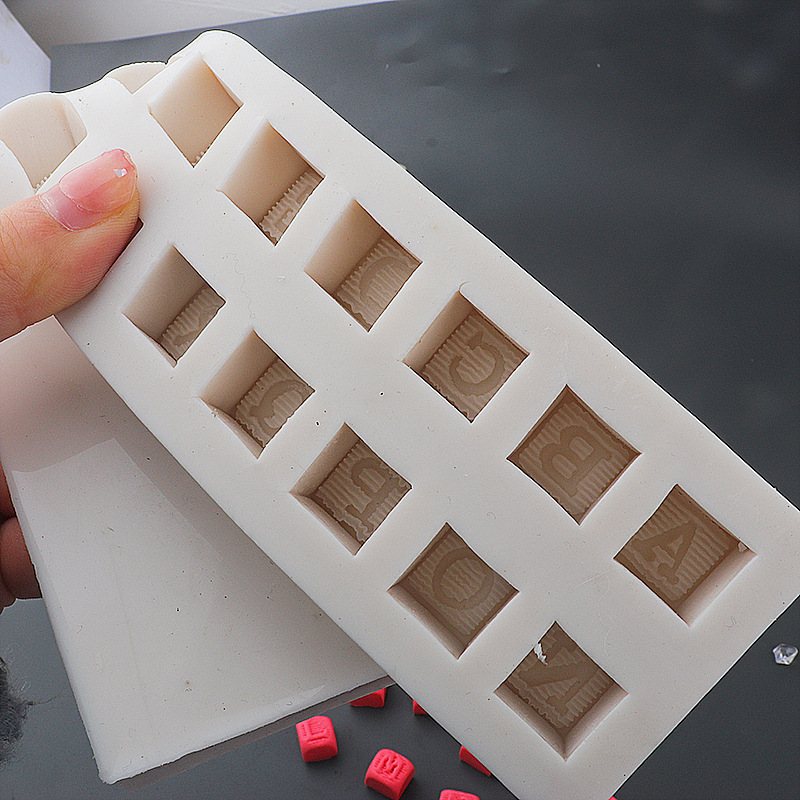 Letras inglesas bloques de construcción fondant chocolate decoración pastel molde silicona DIY epoxi herramientas para hornear
