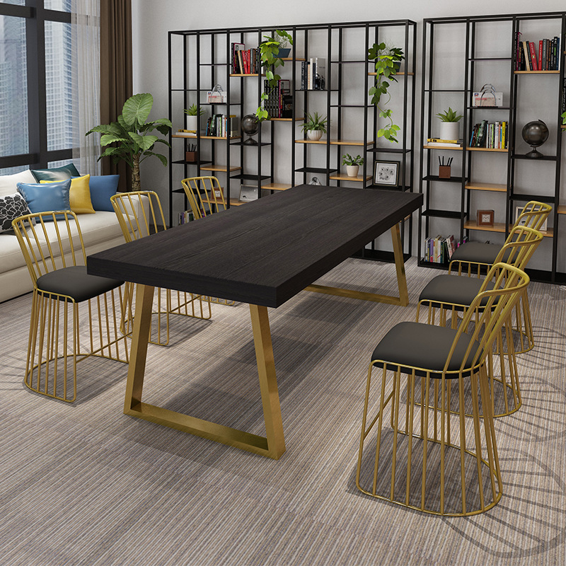 Mesa de reunión de madera sólida nórdica simple mesa de oficina creativa moderna mesa de trabajo mesa larga mesa de negociación combinación de mesa y silla