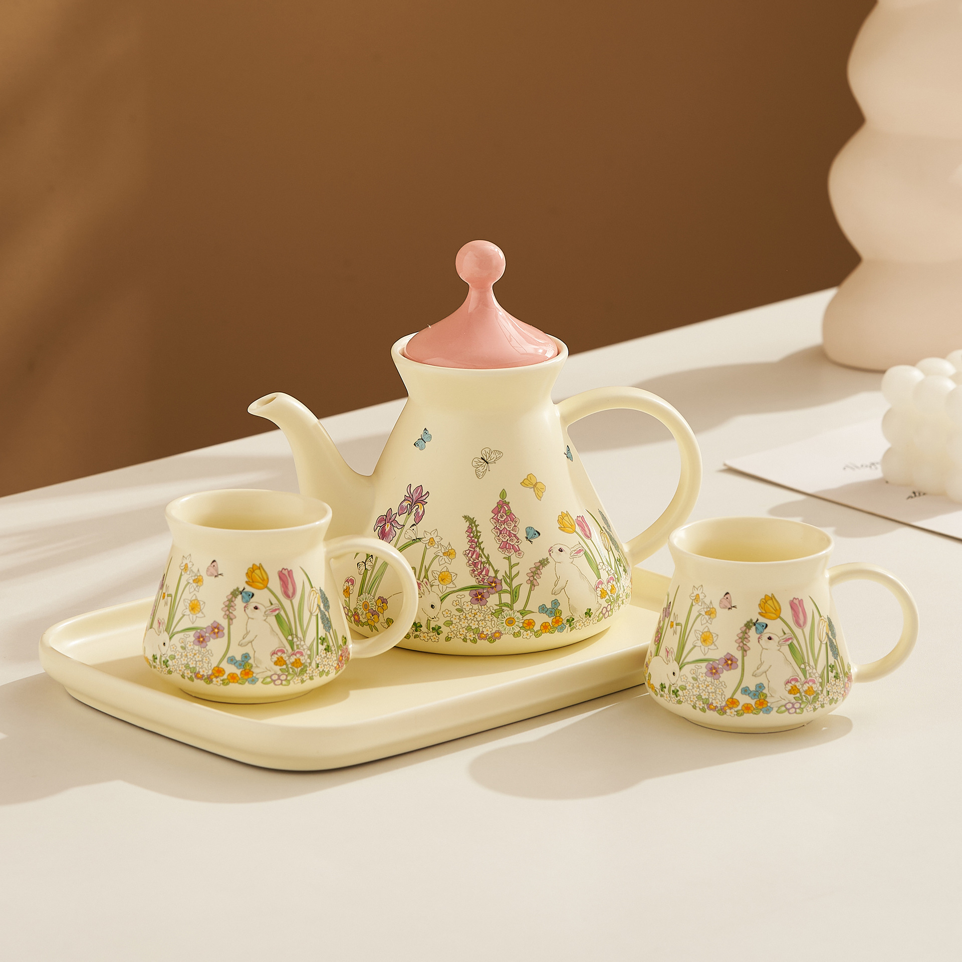 Juego de té ins, caja de regalo, empaque, estilo pastoral, lindo juego de tazas y platillos para el hogar, regalo de recuerdo de alto valor para niña