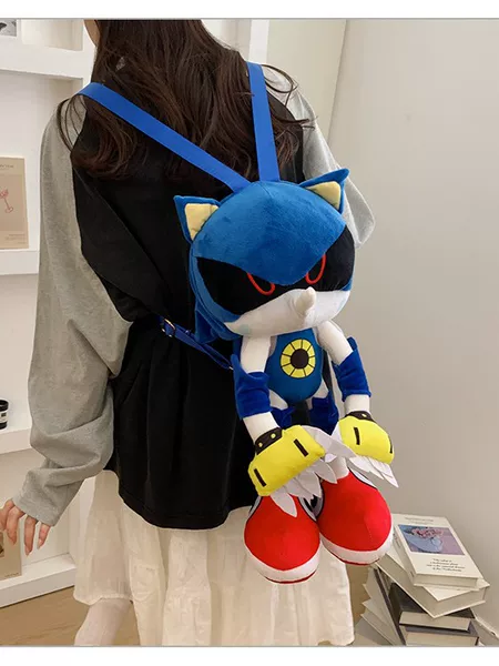 Sonic plush toy bag, cute cartoon toy double backpack, street fashion casual gift, available for dropshipping
