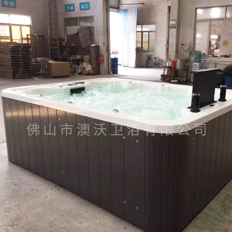 8-Persona bañera de acrílico al aire libre spa cilindro surf masaje temperatura constante calefacción bañera inteligente piscina de burbujas de aguas termales