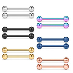 Stainless steel straight bar tongue stud with colored black gold tongue ring studs, body piercing jewelry 1.6*16*5/5m