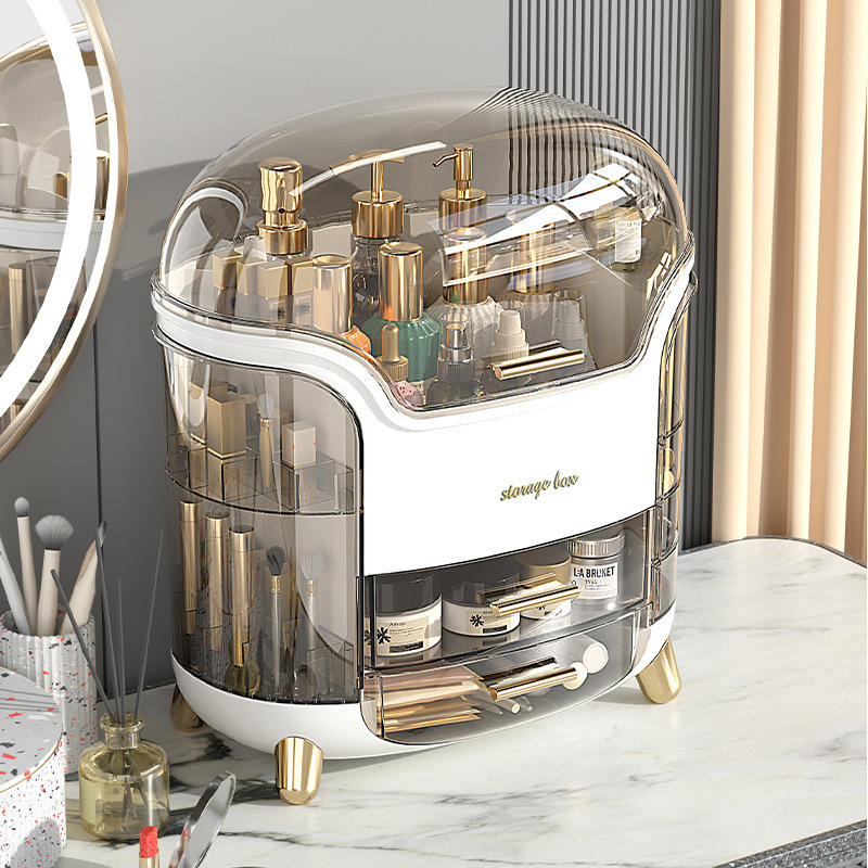 Cosmetics Storage Box Desktop Dust-Proof Storage Makeup Organizer Dressing Table Lipstick Box Large Capacity Storage Rack
