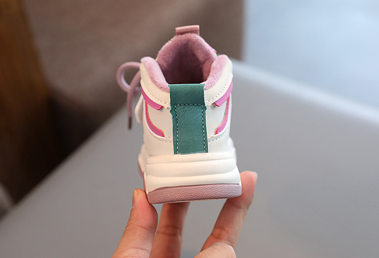Girls' Sports Shoes 2024 Autumn and Winter New Trendy Brand High-Top Sneakers Cute Cartoon Decoration Boys' Second Cotton Casual Shoes_voghion.com