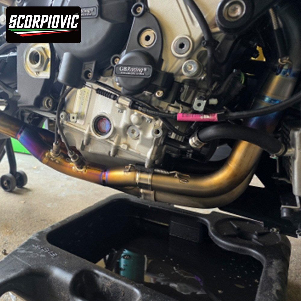 S1000RR titanium alloy front exhaust pipe, motorcycle exhaust modification for S1000R, connects to the original tail section