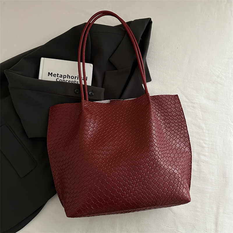 Retro versátil bolso de gran capacidad para mujeres 2024 nueva moda otoño invierno tejido moda tote bolso de hombro de alta calidad