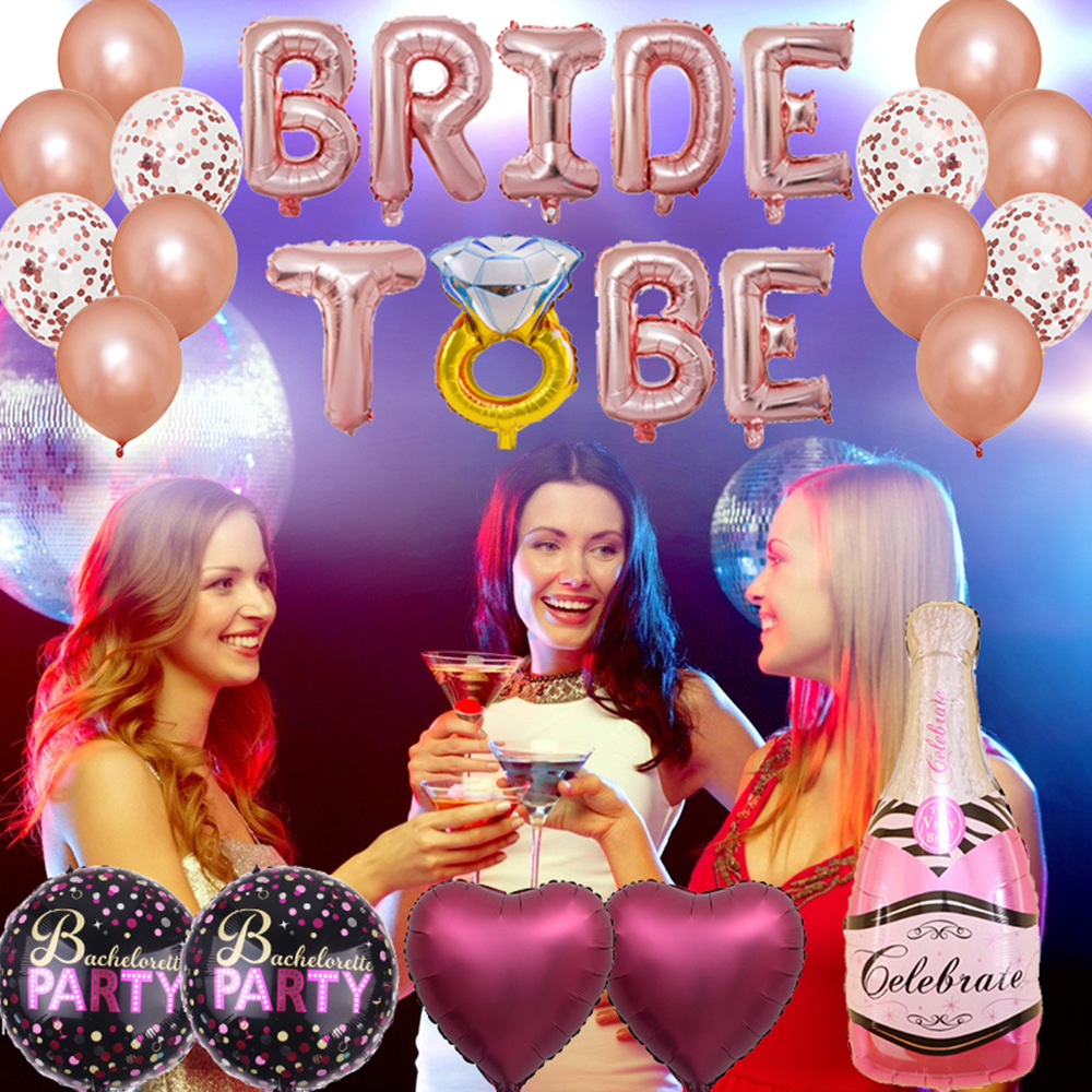 Globos despedida soltero bridetobe aluminio botella vino diamante rosa