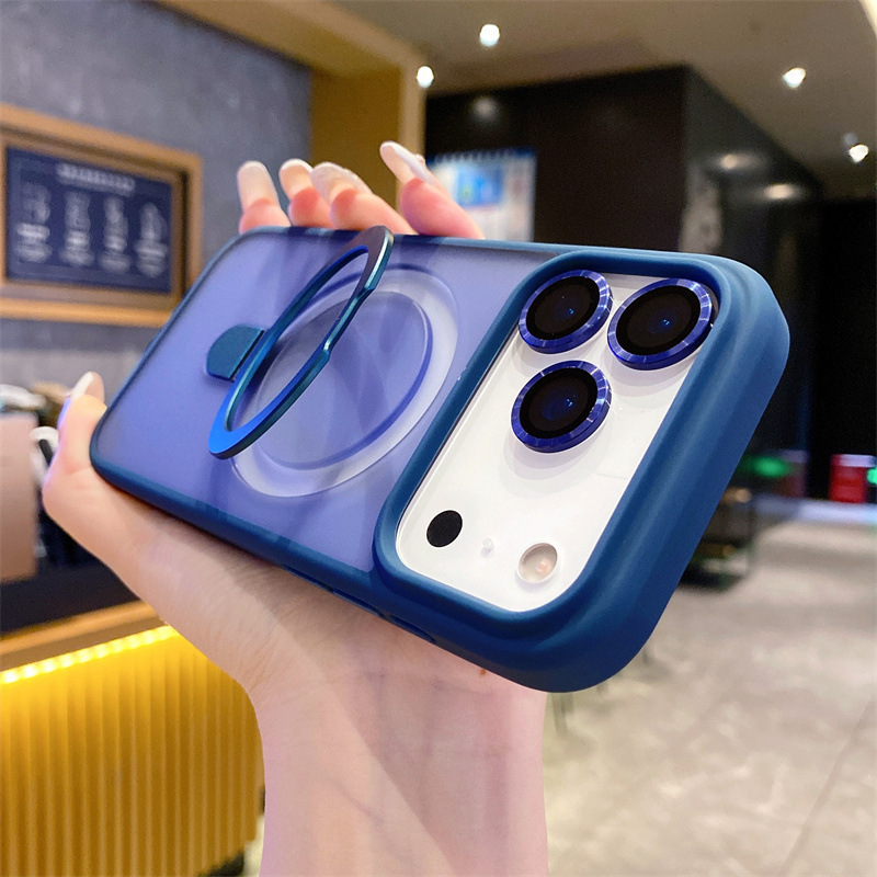 跨境爆款适用iPhone17磁吸支架手机壳苹果16磨砂肤感镜头膜保护套|undefined