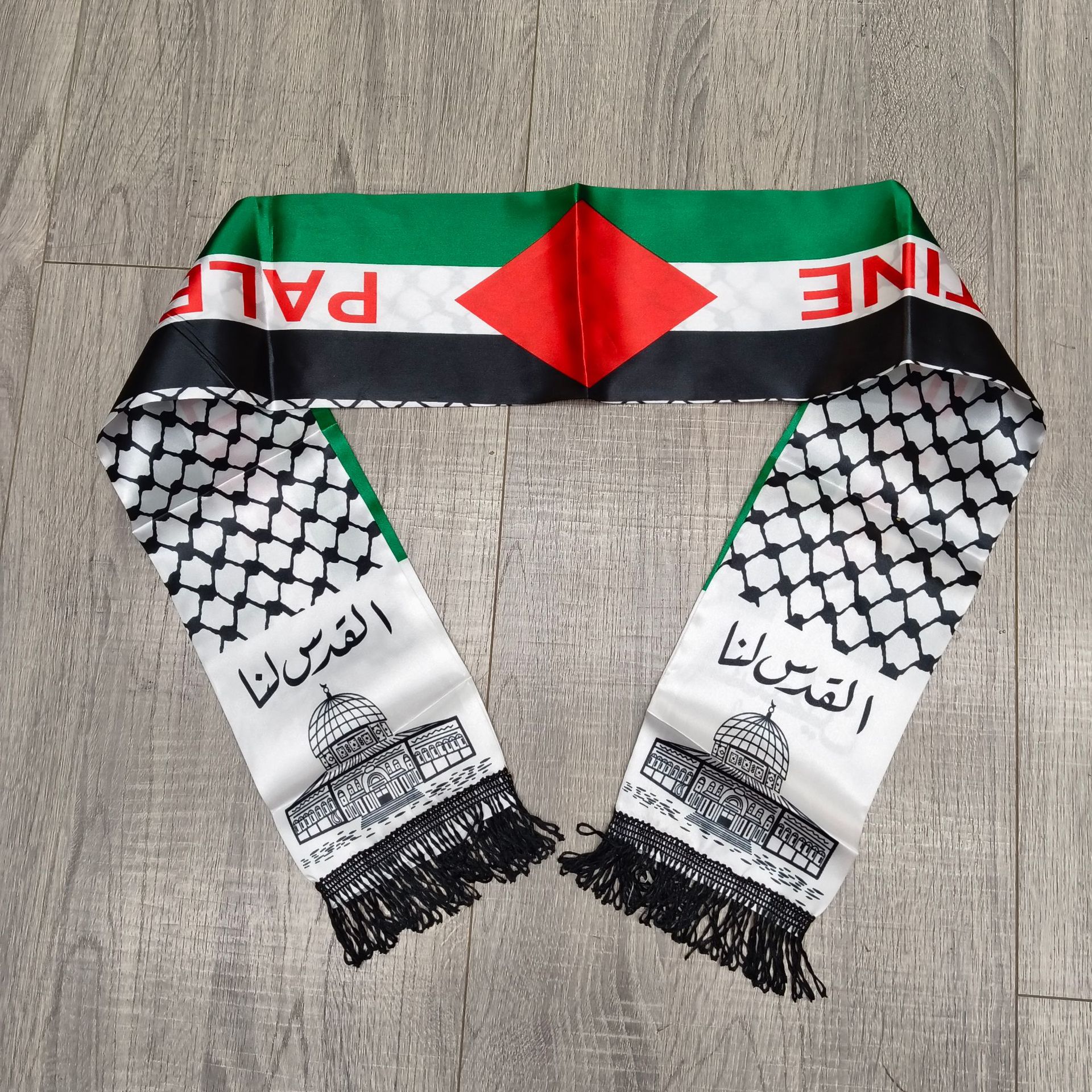 Pañuelo palestino transfronterizo popular Copa del Mundo fanáticos del fútbol bufanda impresa Halter bandera en stock