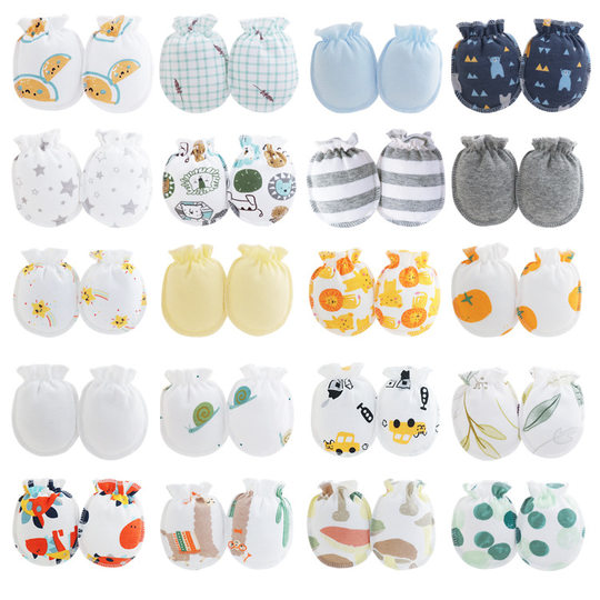 Baby gloves anti-scratch face cotton newborn baby 0-3-6 months can bite newborn anti-eating hand protection