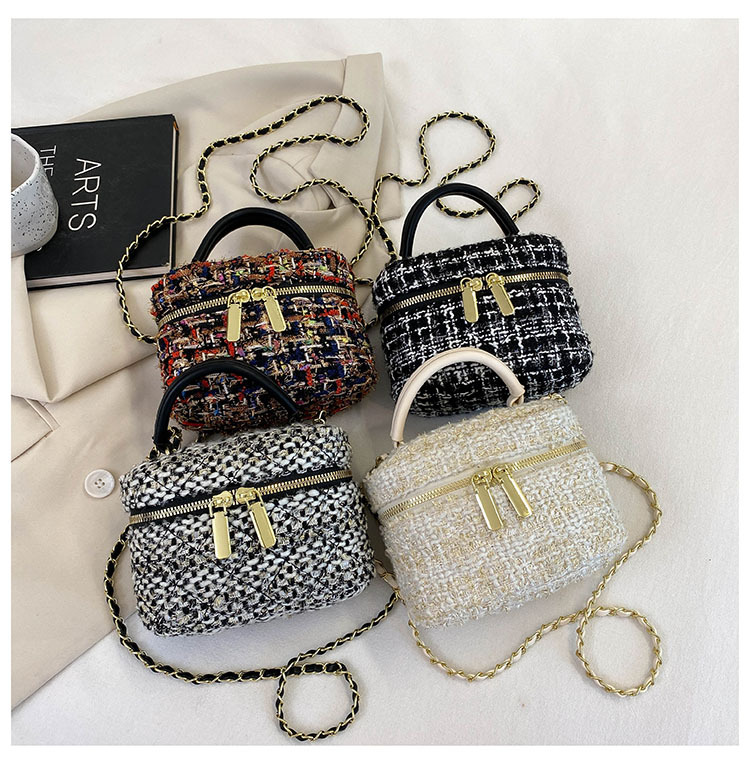 2023 borsa a tracolla scozzese semplice a tracolla in lana intrecciata di nuovo stile, piccola borsa quadrata per donna_voghion.com