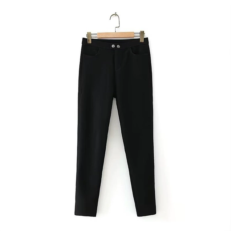 Очень большие плюс размер узкие брюки на флисовой подкладке пухлые девушки осень и зима Универсальный похудения высокой талией стрейч Волшебные брюки 8247