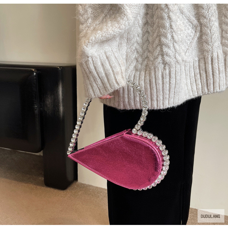 468g Weight Diamond Fashion Element Zipper Closure Type Top Handle Strap Type Handbag Bags Type Banquet Occasion PU Material Heart Shape Pattern All Seasons Season Women's Gender Elegant Style Heart-shaped Shape PU Heart Shape Diamond Heart-shaped Evening Bags 11