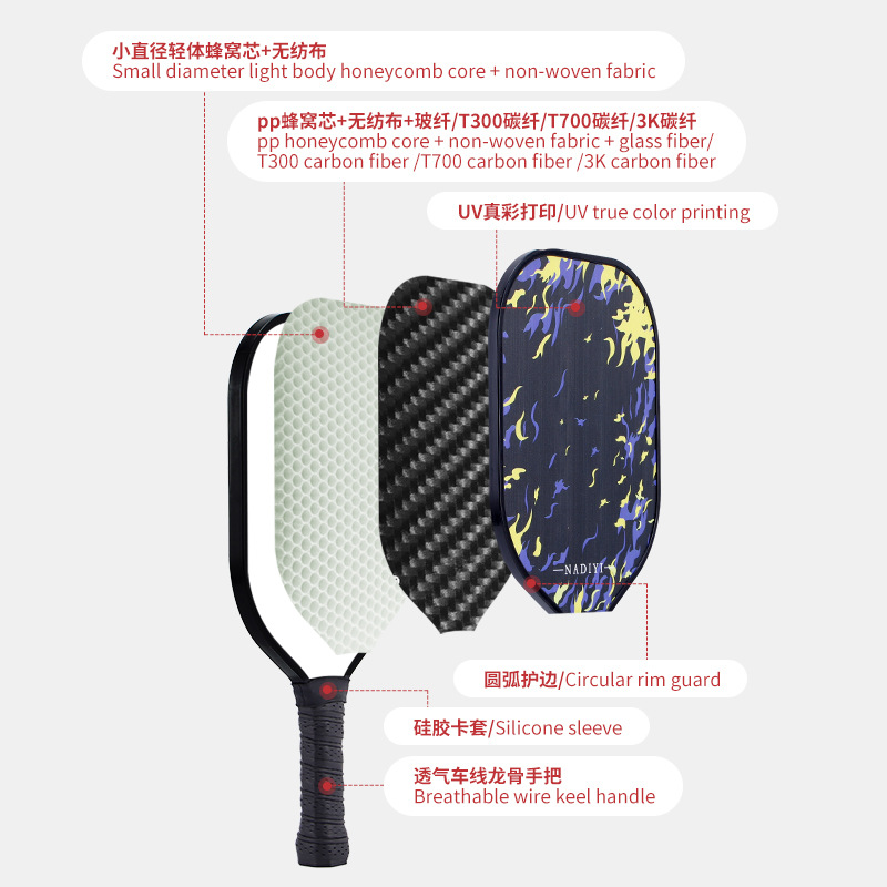Wow, custom cross-border fiberglass pickleball racket set supports customization of color, logo, accessories, packaging, and instructions