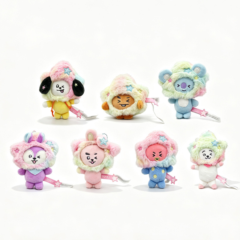 Korean trendy new galaxy tie-dye series cute plush animal toy pendant for claw machines
