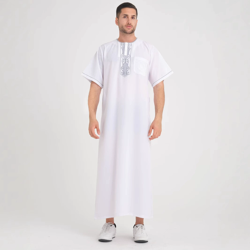 Мужской марокканский халат-рубашка с вышивкой 2025 года, мусульманский халат для мужчин Ближнего Востока с карманами