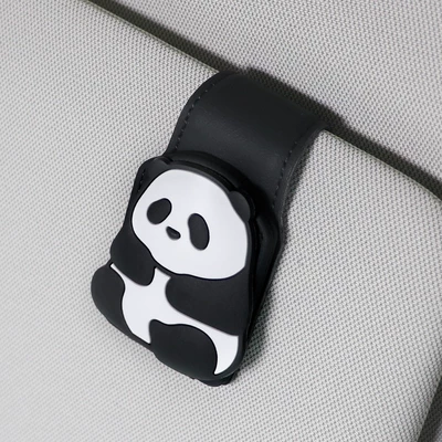 Car Glasses Clip/Bill Clip Car Sun Visor Storage - fat-panda-black-u-shaped-glasses-clip