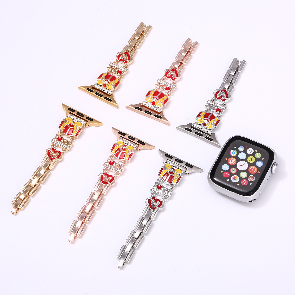 Diamond Metal Watch Strap For Apple Watch Series Se 5 6 7 8 9 Gift Box_voghion.com