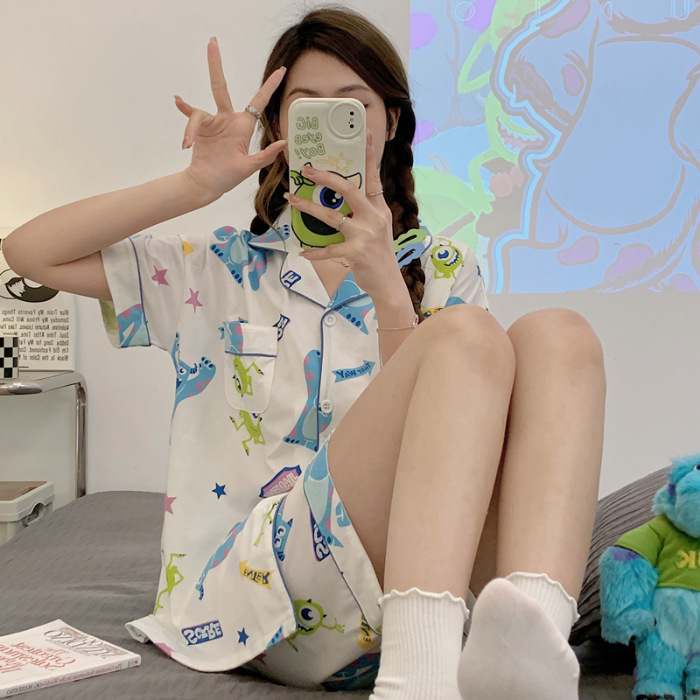 Celebridad en línea ins estilo Corea del Sur pijamas de dibujos animados verano de las mujeres Mickey pantalones cortos de manga corta de alto grado lindo traje homewear