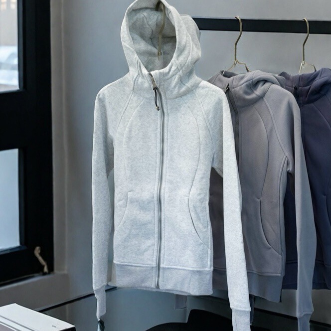 lulu scuba sports jacket women's loose fitness top autumn and winter fleece-lined yoga clothing zipper casual hoodie