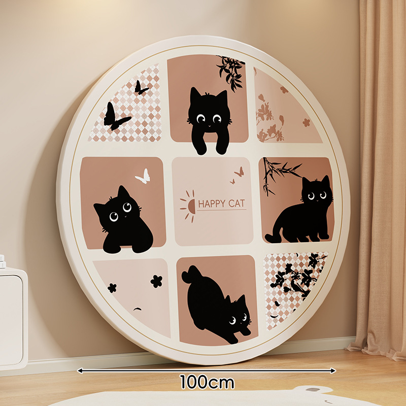 레트로 귀여운 고양이 * 흰색 직경 100CM [판 두께 1.5]
