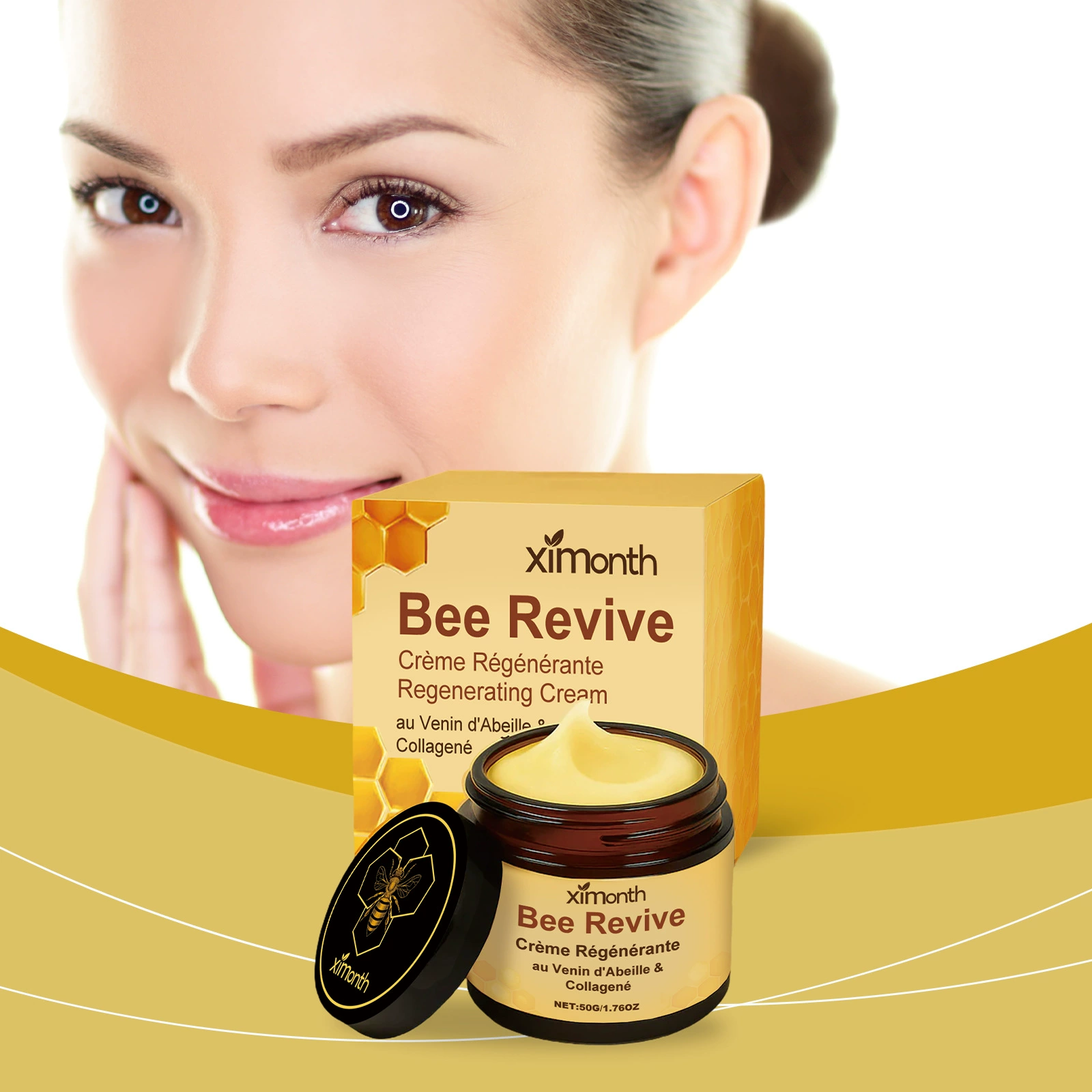 XIMONTH Крем для ухода за кожей с пчелиным ядом Нежный питательный уход Крем для массажа кожи лица Крем для ухода за эластичностью