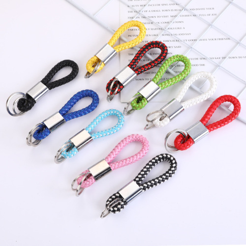 PU leather cord key chain, braided key accessories, metal key ring, car key pendant, doll bag pendant