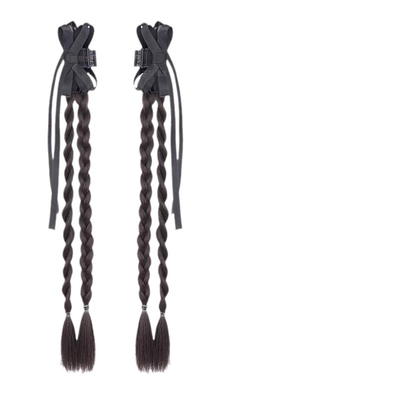 Peruca de trenza mujer agarrar clip de cola de caballo inins cinta de viento doble trenza de torsión adornamiento de cabello bajo atado nuevo estilo chino wig de trenza cola de caballo