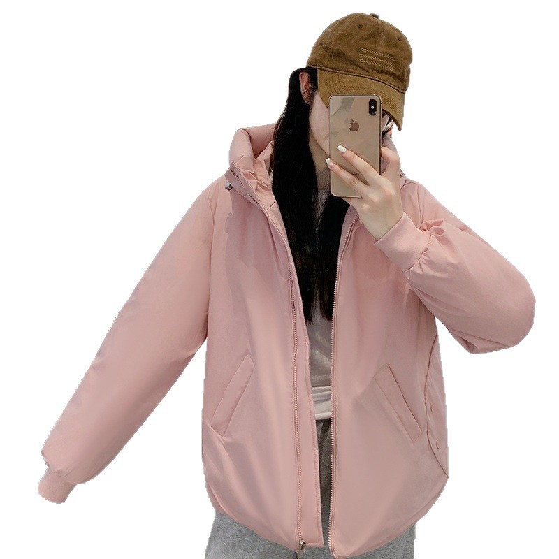 2025 otoño y invierno surcoreano Dongdamen nuevo temperamento de moda ropa de algodón de algodón de cuello vertical ropa de algodón de mujer abrigo corto