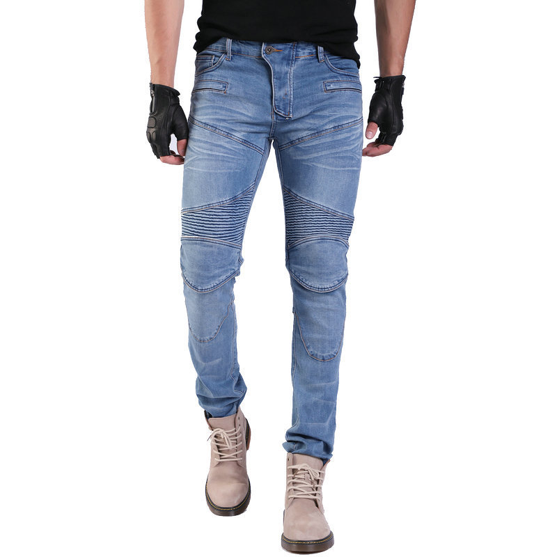 Volero motocicleta carreras casual Slim jeans anti-caída pantalones a través del país motocicleta montar pantalones silicona protección
