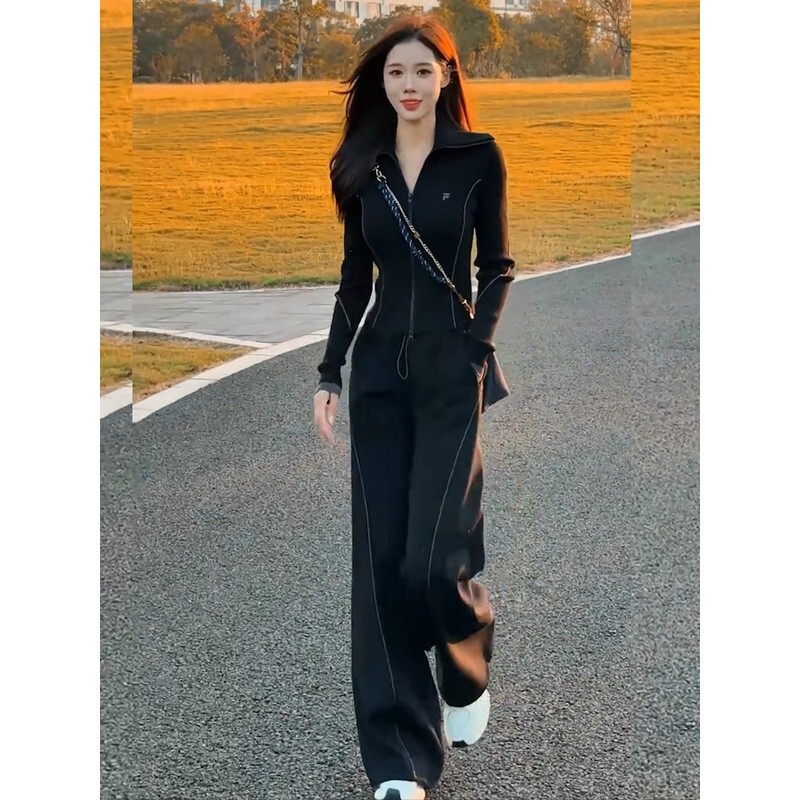 Casual Sports Suit for Women 2026 New Stylish and Youthful Loose Design Stand-Up Collar Sweatshirt and Wide-Leg Pants Two-Piece Set Casual Sports Suit for Women 2026 New Stylish and Youthful Loose Design Stand-Up Collar Sweatshirt and Wide-Leg Pants Two-Piece Set