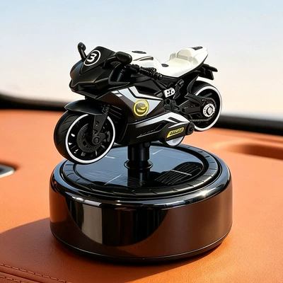 Alloy motorcycle model car-mounted new aromatherapy ornament, essential oil ornament for car dashboard, slow-rotating diffuser (Car ornaments) - black-black-ice