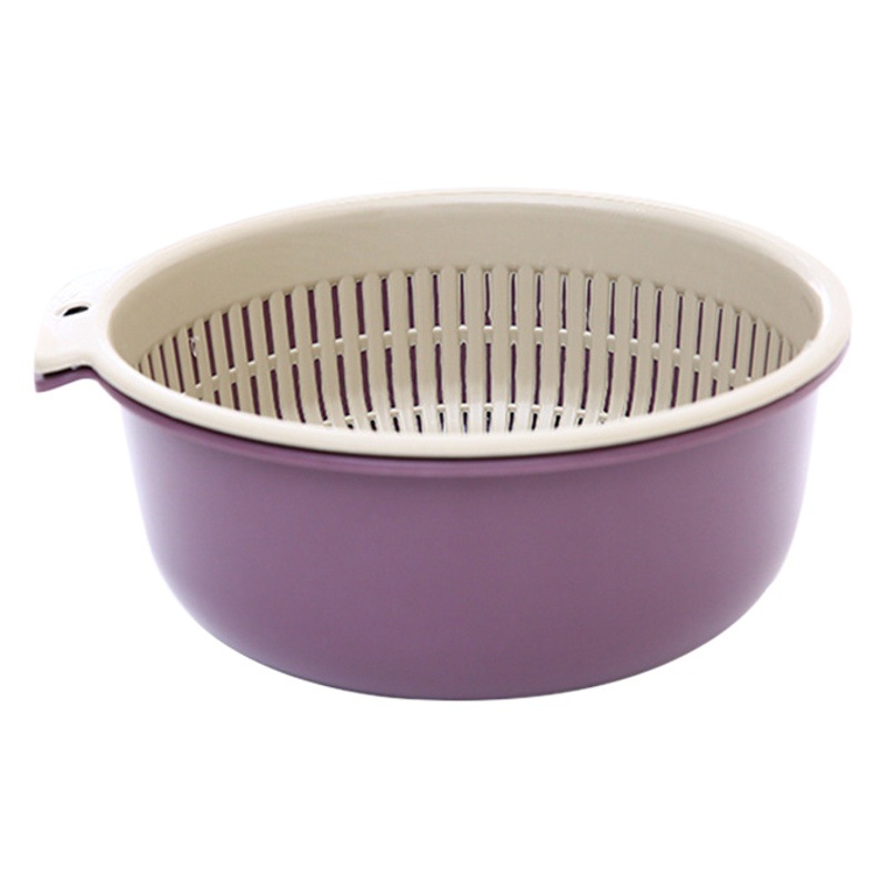 Suministros de cocina cesta de drenaje de plástico de doble capa engrosada extra grande de almacenamiento de plástico cesta de lavado de verduras cesta de drenaje de verduras al por mayor