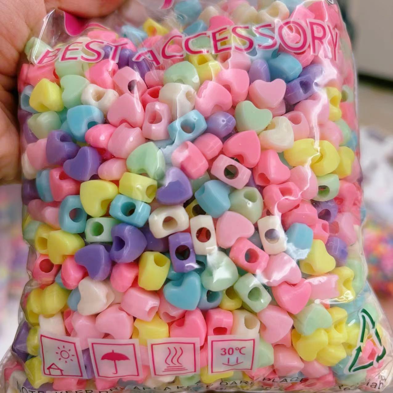 2025 Nuevas cuentas de cabello baratas en bolsa nuevas cuentas de plástico de color primavera diy gran agujero image 10